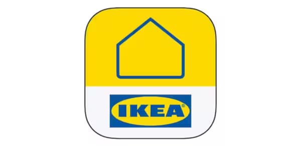 Imagen del logo de la aplicación IKEA Home Smart en los colores azul, blanco y amarillo de IKEA.