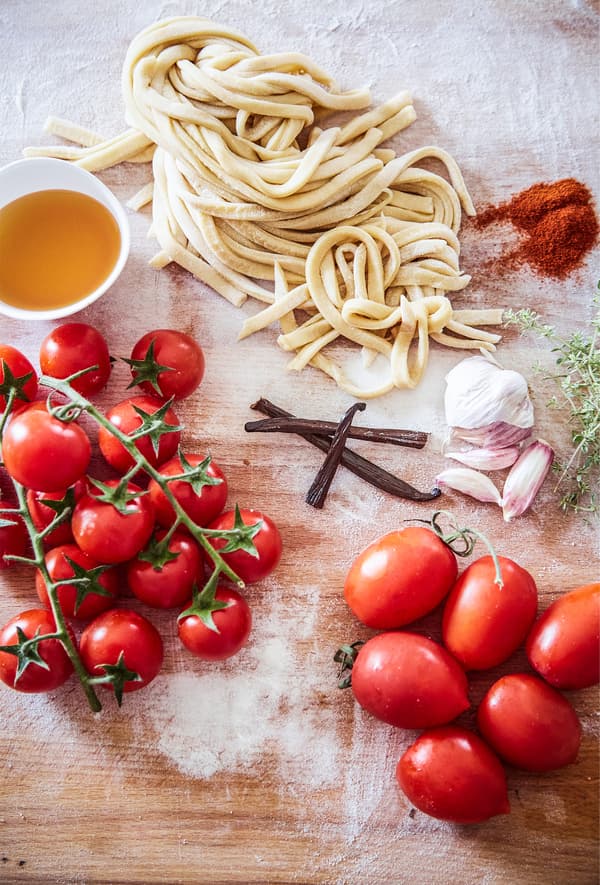 Ingrédients pour le plat de pâtes d'Elisabetta.