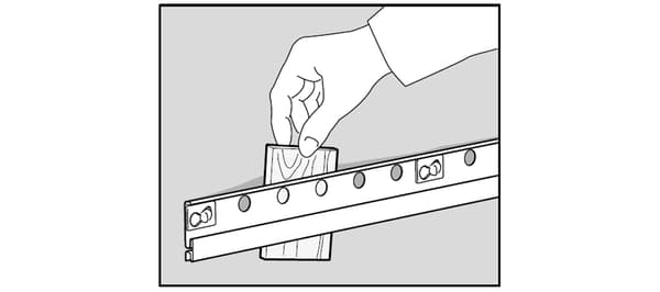 Install wedges between wall and IKEA finishing rail.