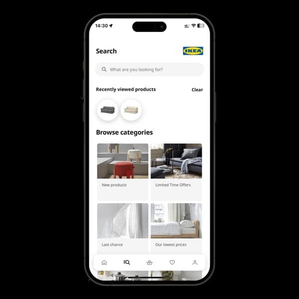 iPhone showing app landing page