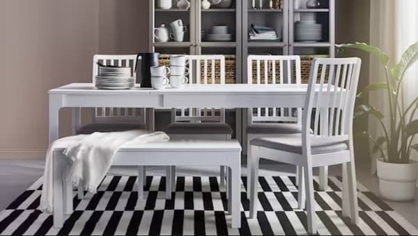 Juego de comedOr blanco de la serie EKEDALEN.