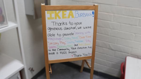 Kids easel with writing on it