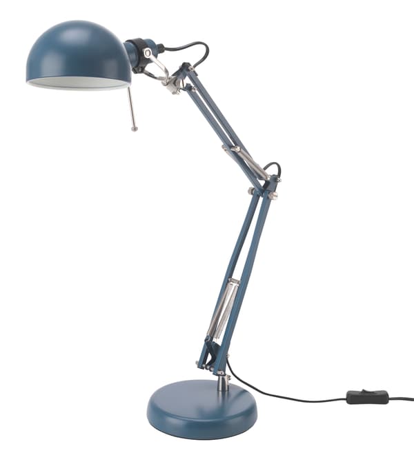 Lampe de bureau bleue.