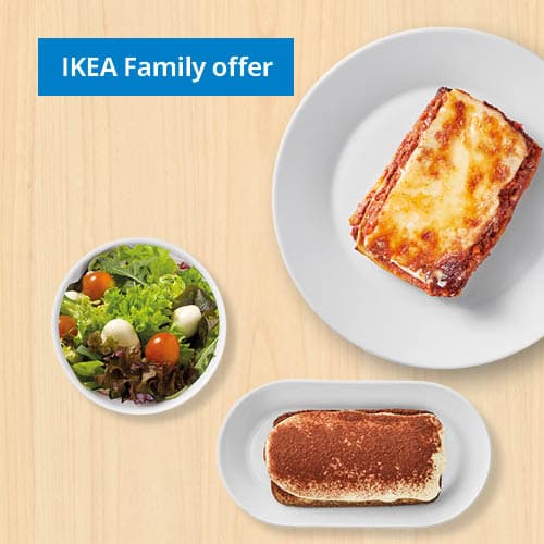 Lasagna, tiramisu and salad