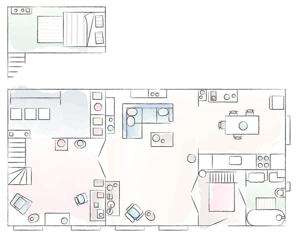 Le plan de l'appartement d'Anikó et de Robert.
