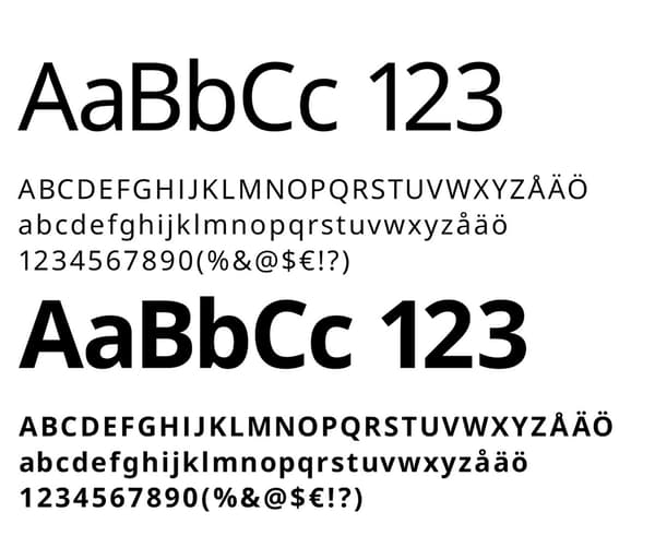 Letters and numbers in the IKEA Sans font