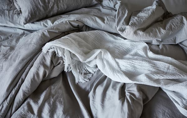 Load up your bedroom with lots of comfy bed linens to wrap yourself up in. IKEA FJÄDERKLINT compliment a nature-lover’s style.