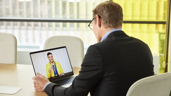 man on video call