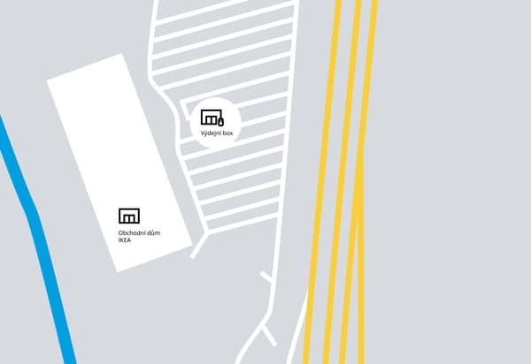 Mapa boxu IKEA Brno.