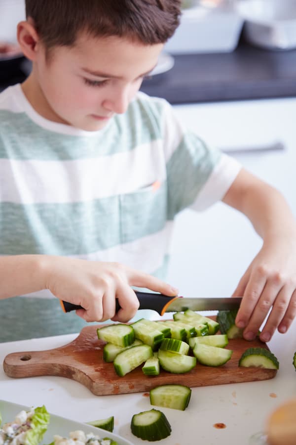 Margo’s son Bruno helps prepare simple salads.