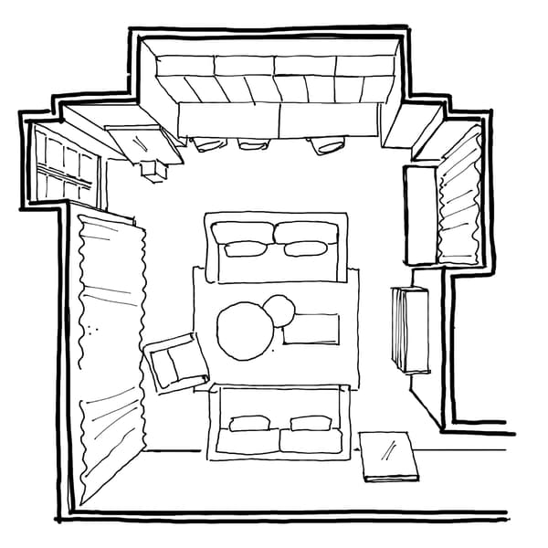 Même si ce séjour fait 29 m², ce conseil vaut pour tous les types de pièces.