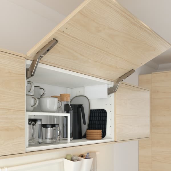 METOD high cabinet with ASKERUND door fronts and flip up storage front