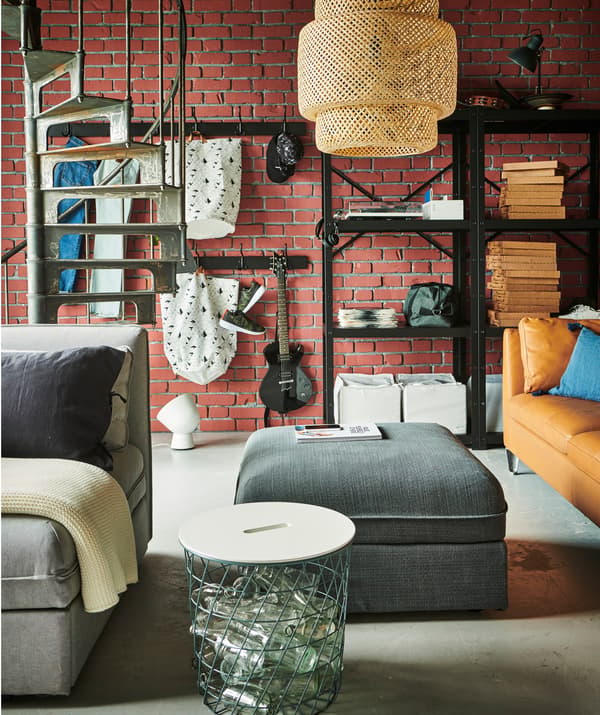 Module siège avec lit et dossier VALLENTUNA gris clair, jeté et coussin