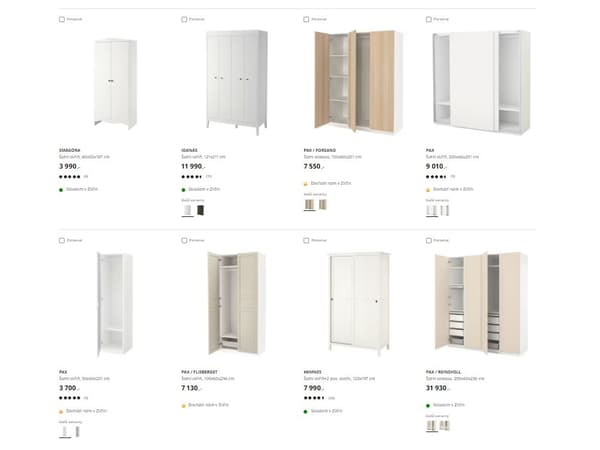 Nabídka produktů IKEA.