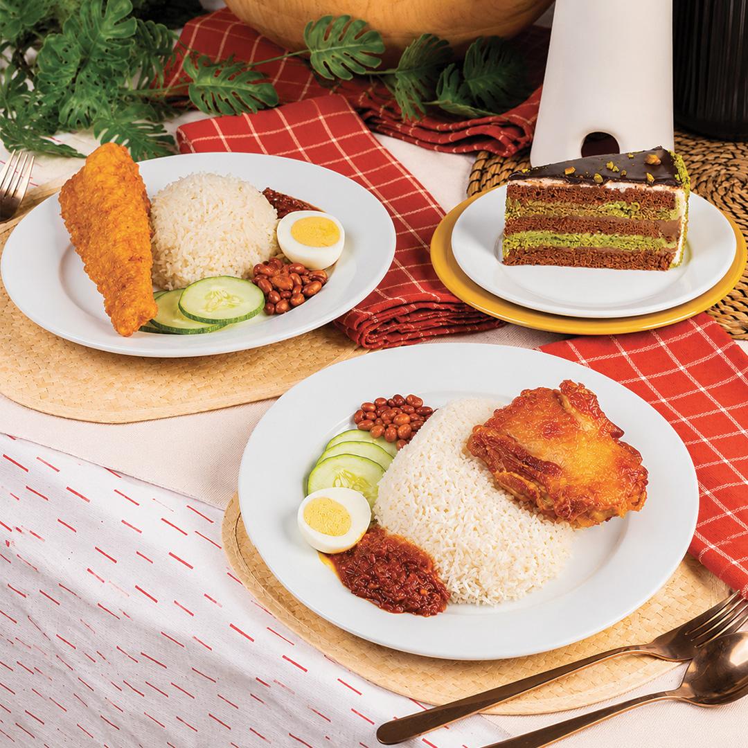 Nasi Lemak Chicken Chop, Nasi Lemak Fish & Chips, Pistachio Chocolate