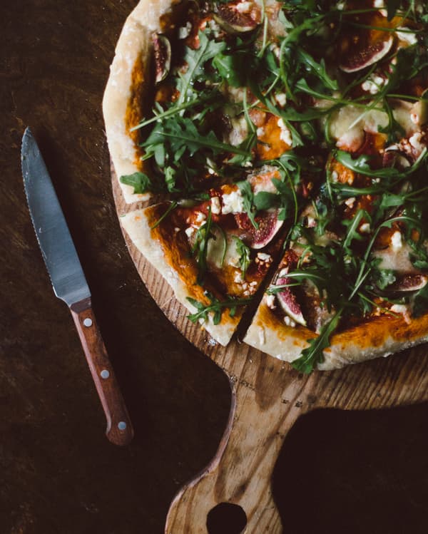 Nyårspizza med fikon och getost.
