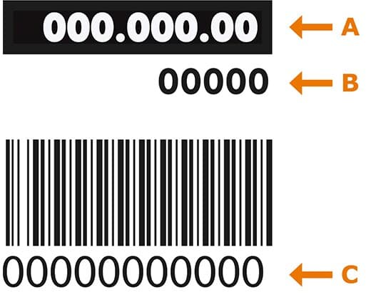 Översikt på vart man hittar artikelnummer, leverantörsnummer och service-/serie-/PNC-nummer på en IKEA vitvara.