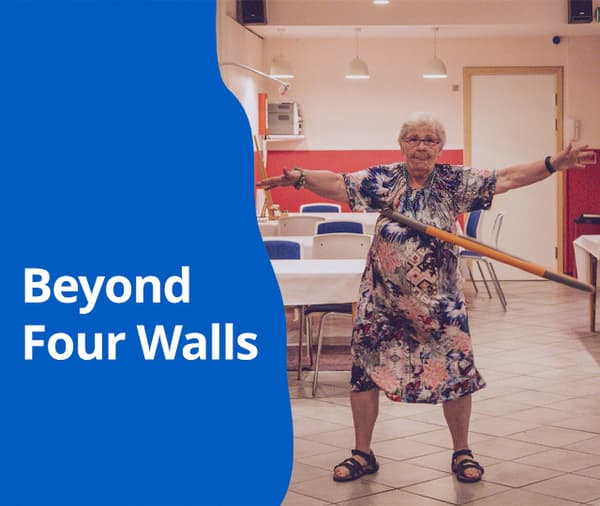 Old woman hula hopping