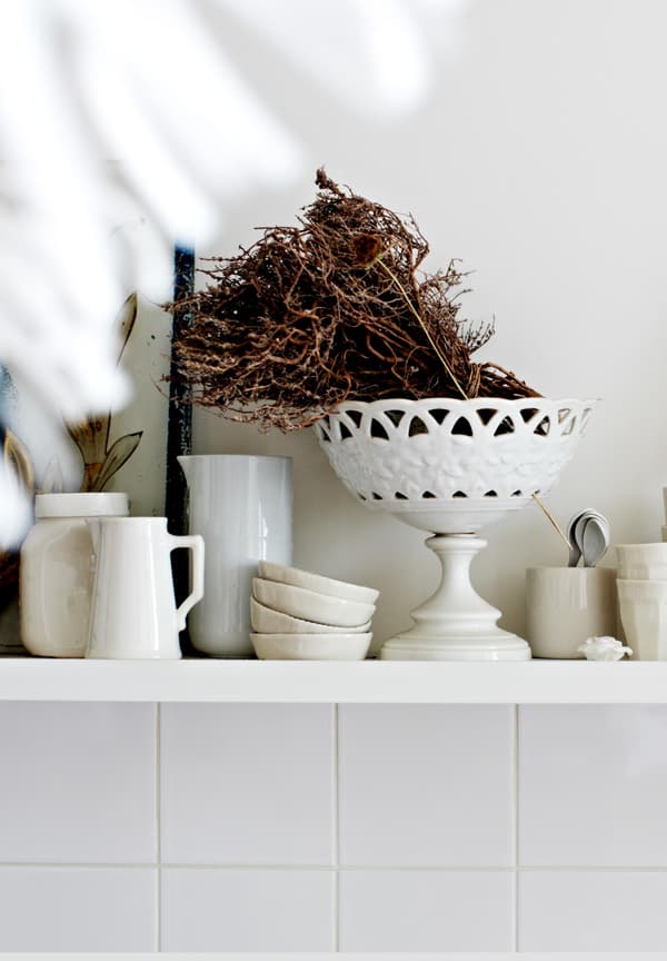 Open shelving is great for displaying your kitchen ware.