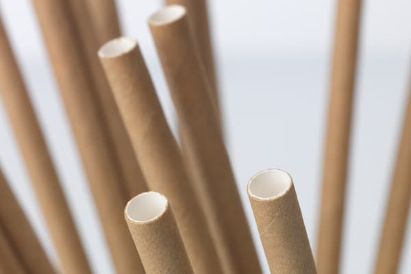 Pailles en carton biodégradable en brun et blanc