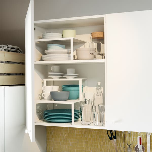 Pensile con divisori per ripiani VARIERA bianchi, che permettono di organizzare e suddividere piatti, ciotole e altro ancora – IKEA