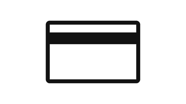Pictogram of a credit card and two coins.