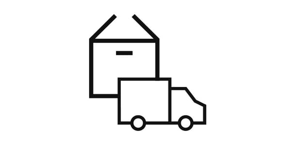 Pictogram of a parcel and a truck.