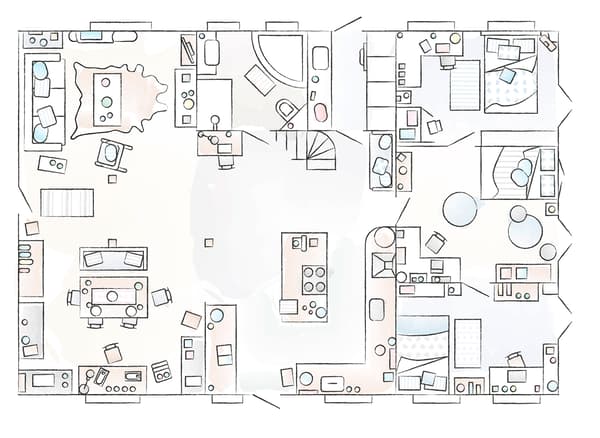 Plan de la maison familiale de Claudia et Bernd.