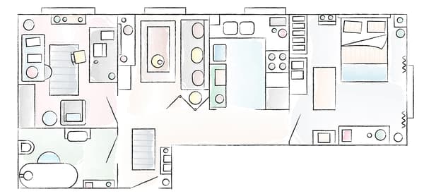 Plan de l'appartement de Litao et Tianye.