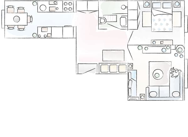 Plan de l’appartement de Sebastian et Sanna