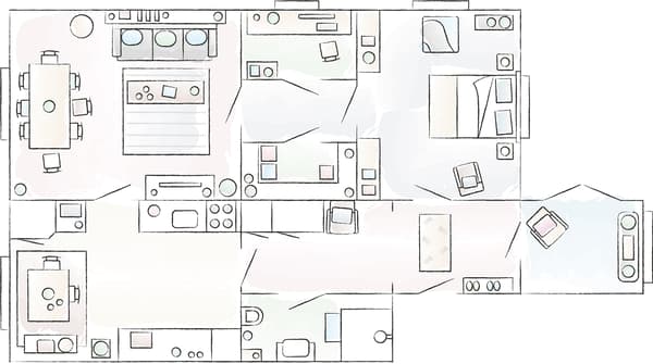Plan de l'appartement de Shalony et Niclas.