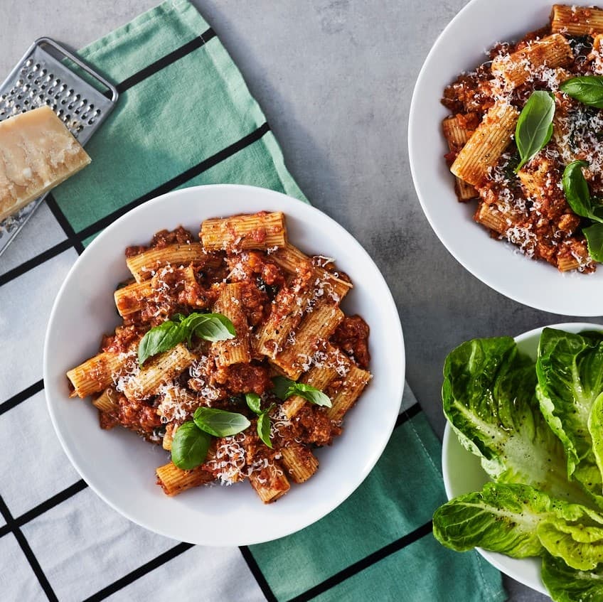 Plant-based Bolognese, Italian style