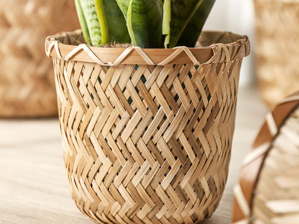 Plant pot, handmade bamboo