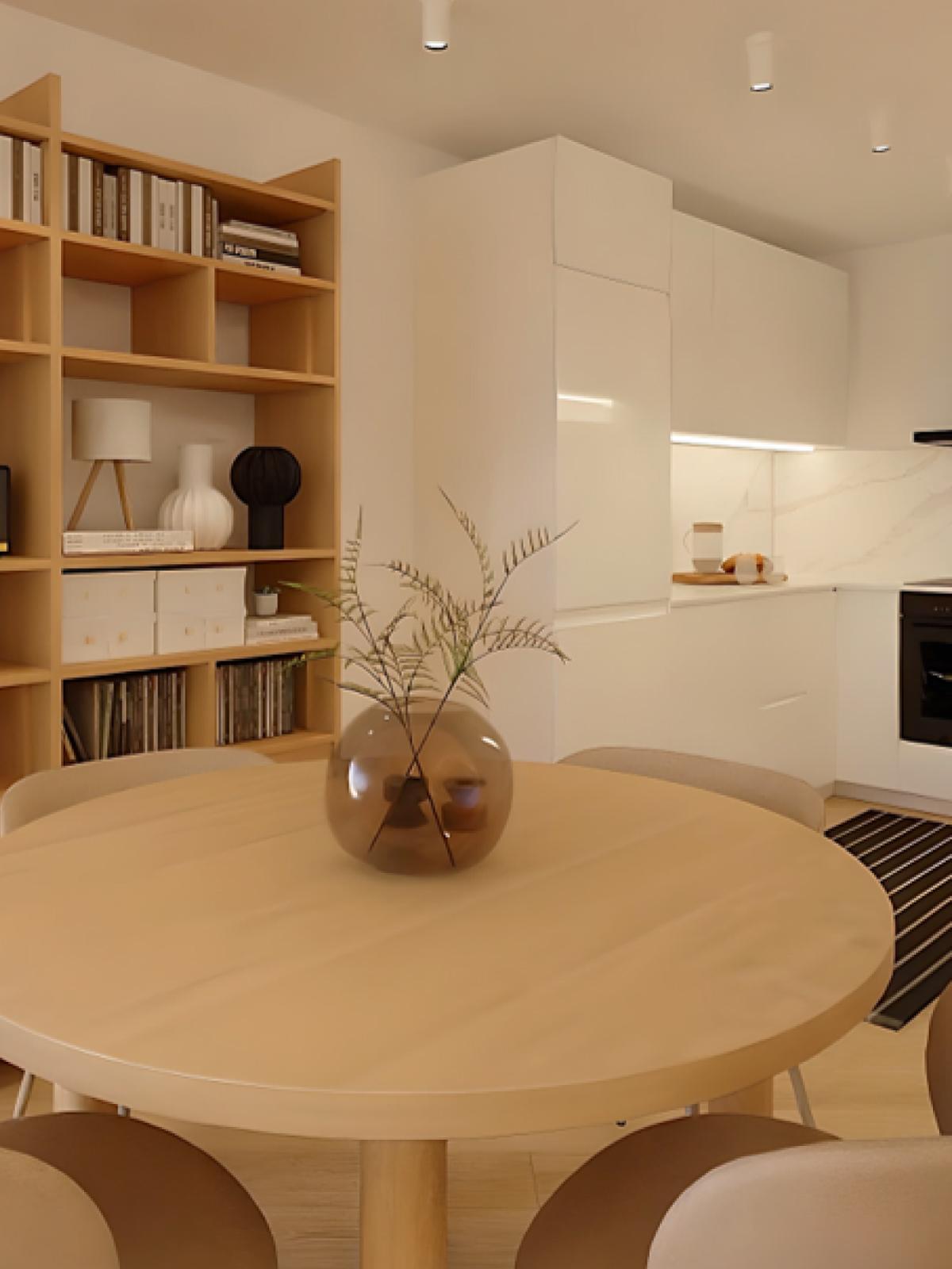 Projeto Design de interiores de cozinha e sala aberta