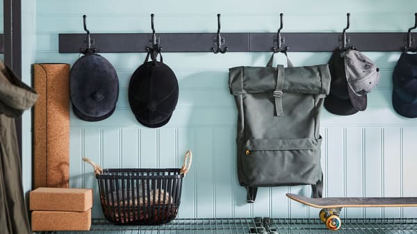 Rack with 3 hooks, black