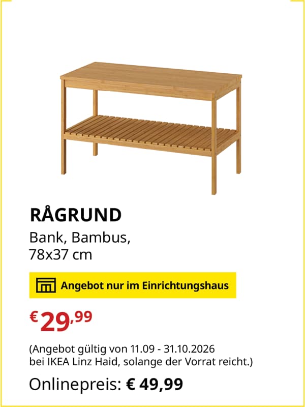 RÅGRUND Bank, Bambus, 
78x37 cm