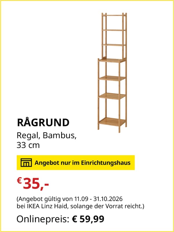 RÅGRUND Regal, Bambus, 
33 cm