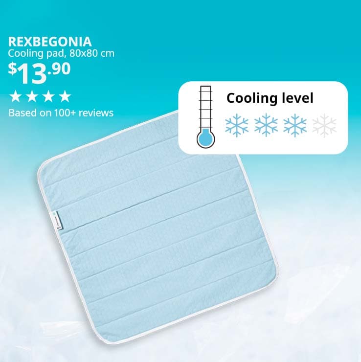 REXBEGONIA cooling pad, 80cm. Price: $13.90
