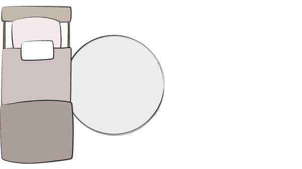 Round bedside rug for twin bed icon