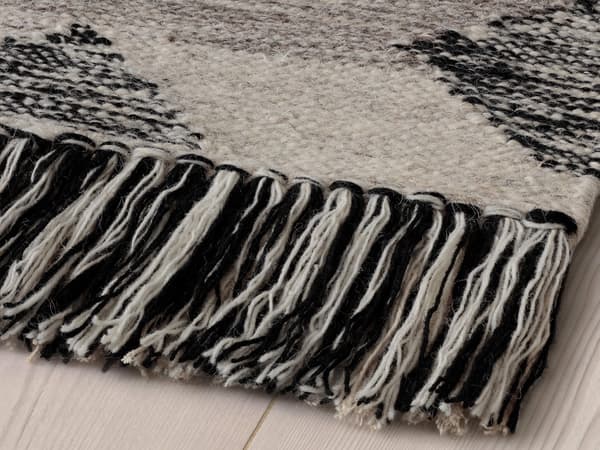 Rug, flatwoven, handmade/gray black