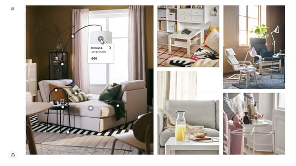 Screenshot of shoppable images on an ideas page.