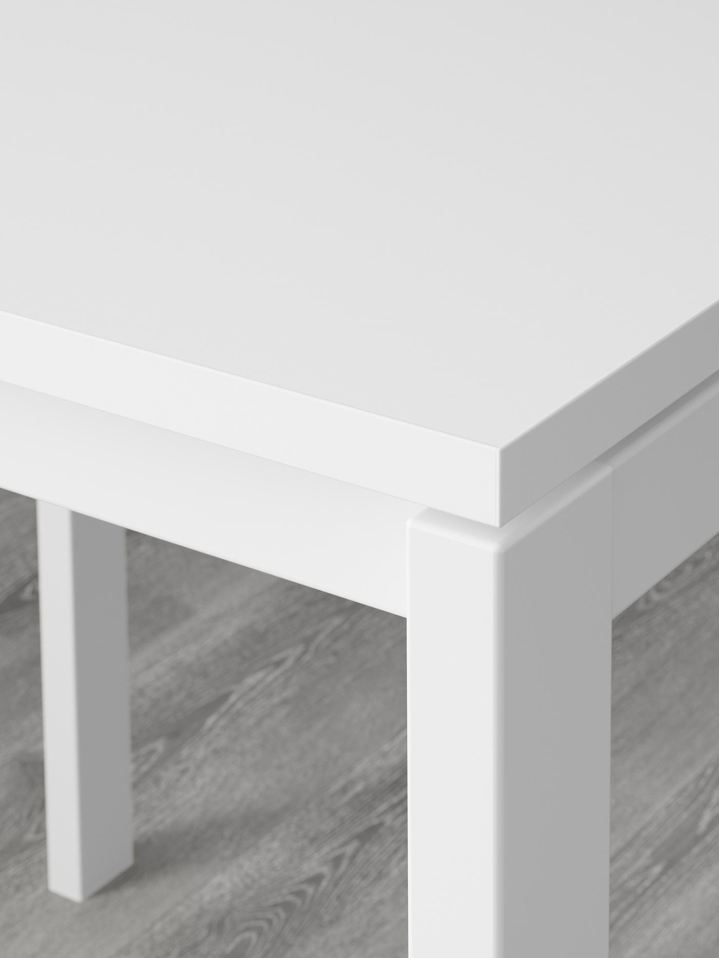 Section of a white MELLTORP table top made in durable melamine.