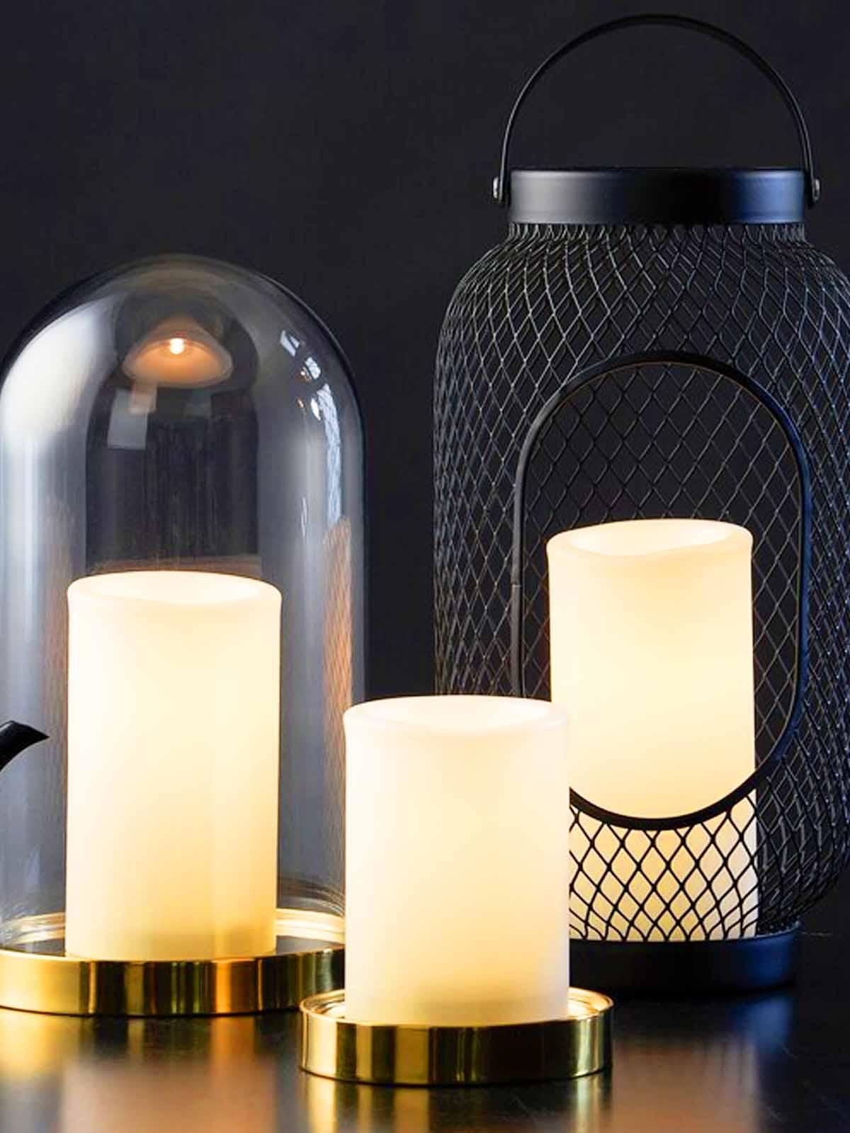 Set of 3 white ÄDELLÖVTRÄD LED block candles