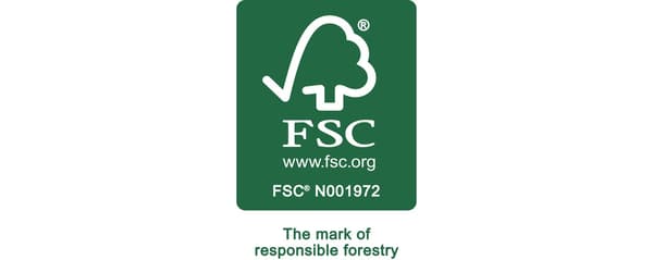 شعار مجلس رعاية الغابات (FSC) الأخضر هو بمثابة اعتماد للإدارة المسؤولة للغابات.