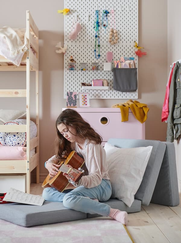SLAKT Pouffe/mattress, foldable