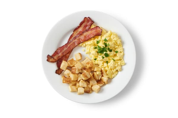 Small Breakfast Plate, Eggs, Potatoes and Bacon