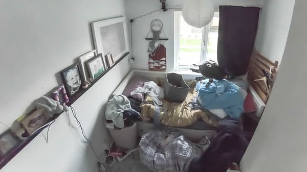 smallest room used as a transitional space full of outgrown clothes and unused toys that all needed to find a new home. ​​