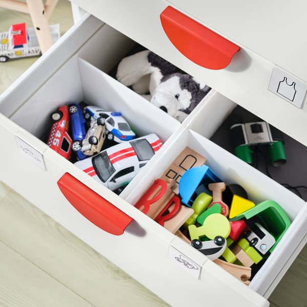 SMÅSTAD drawer with internal organiser STUK for easy sorting of toys