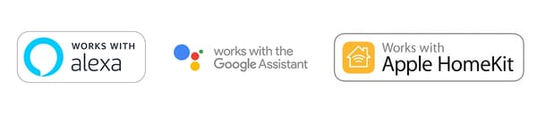 Sprachsteuerung Logos von Alexa, Google Assistant und Apple Homekit