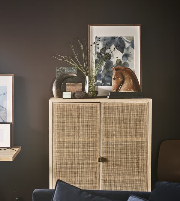 Store and display your stuff on modern furniture from IKEA. We offer many different living room furniture styles, such as the IKEA STOCKHOLM cabinet in solid wood and rattan. Works alone or together with the matching armchair and coffee table.